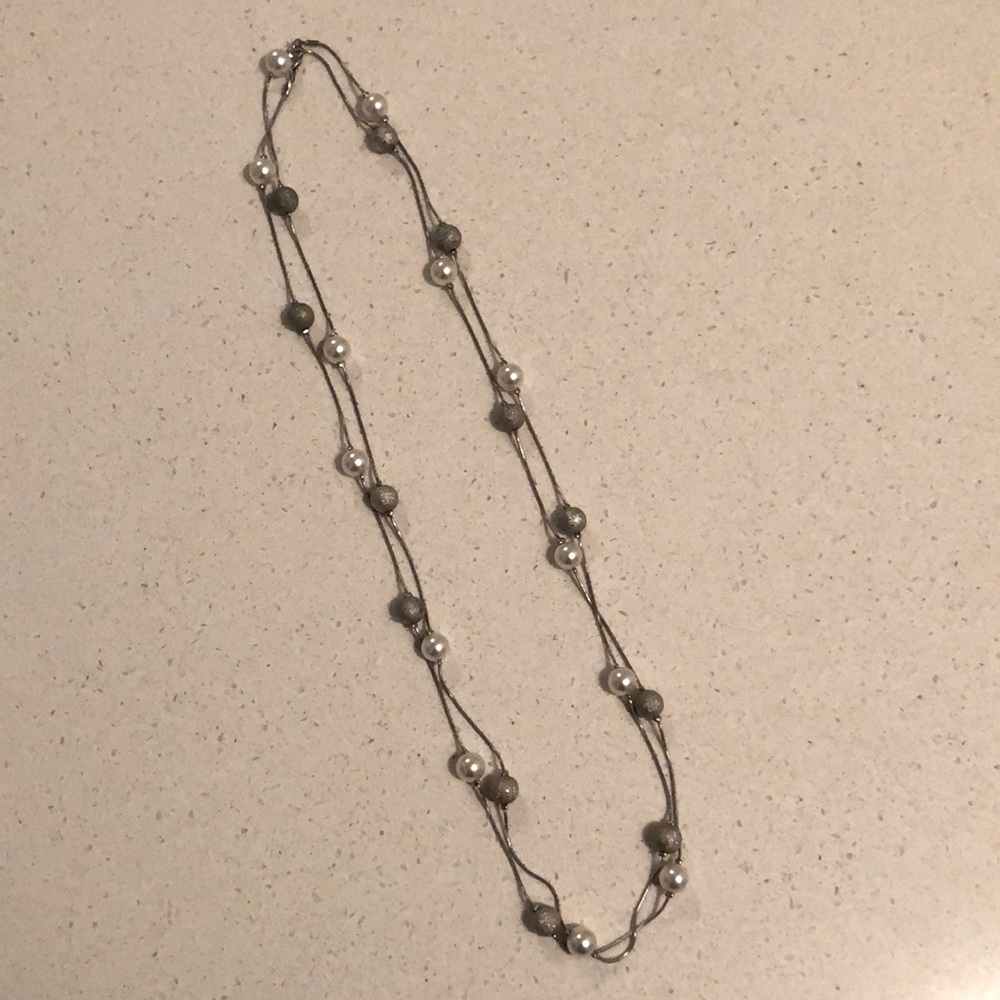 Pearl and Silver Ball Necklace! White House Black Market